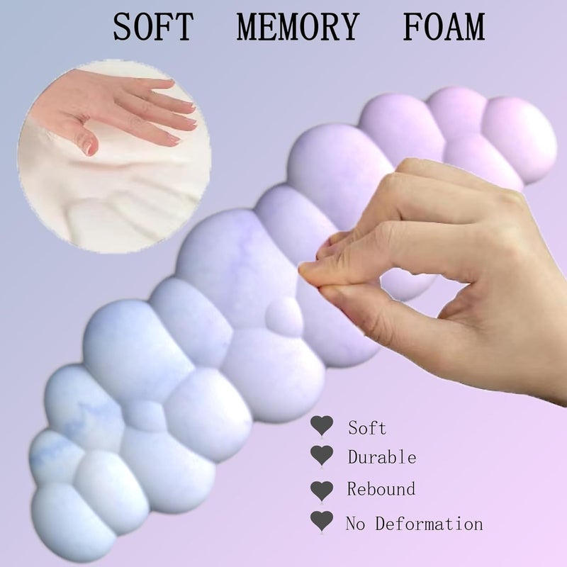 WFCYGL Cloud Wrist Rest Keyboard Ergonomic Mouse Pad with Wrist Rest for Keyboard and Mouse Pad Set Memory Foam PU Base Wrist Support for Computer Gaming Home Office Relief Pain Gradient Blue Pink - Image 2